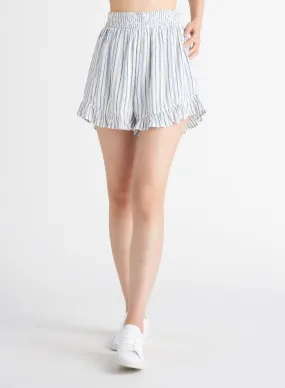 Dex Striped Ruffle Short in Soft Blue