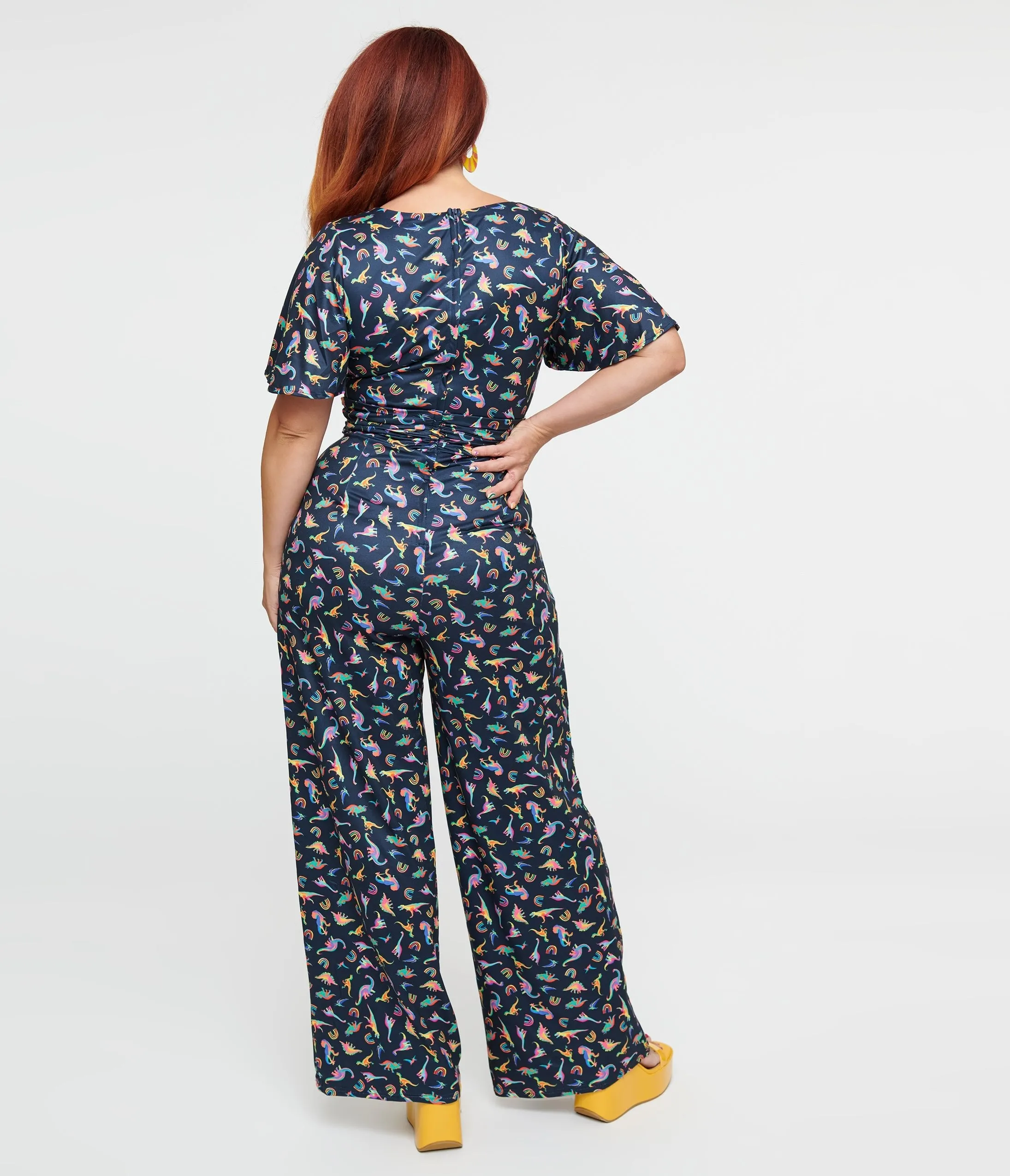 Dolly & Dotty Black Dinosaur & Rainbow Print Charlotte Jumpsuit