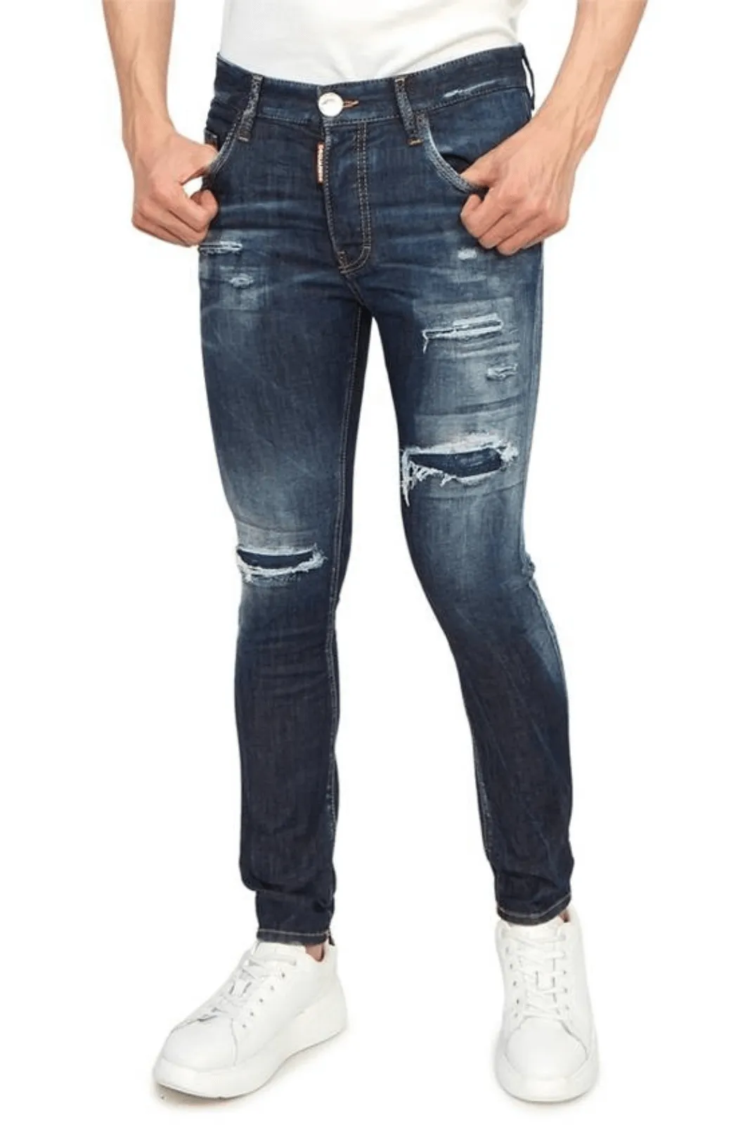 Dsquared2 Distressed Tapered Jeans Blue