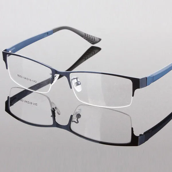 Durable Men Eyewear Metal Frame Half Rim Chic Design Clear Lens Eye Glasses Frame  SM6