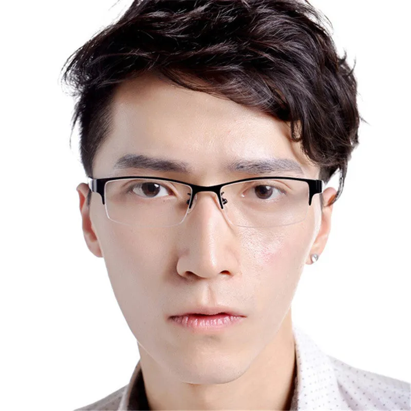 Durable Men Eyewear Metal Frame Half Rim Chic Design Clear Lens Eye Glasses Frame  SM6