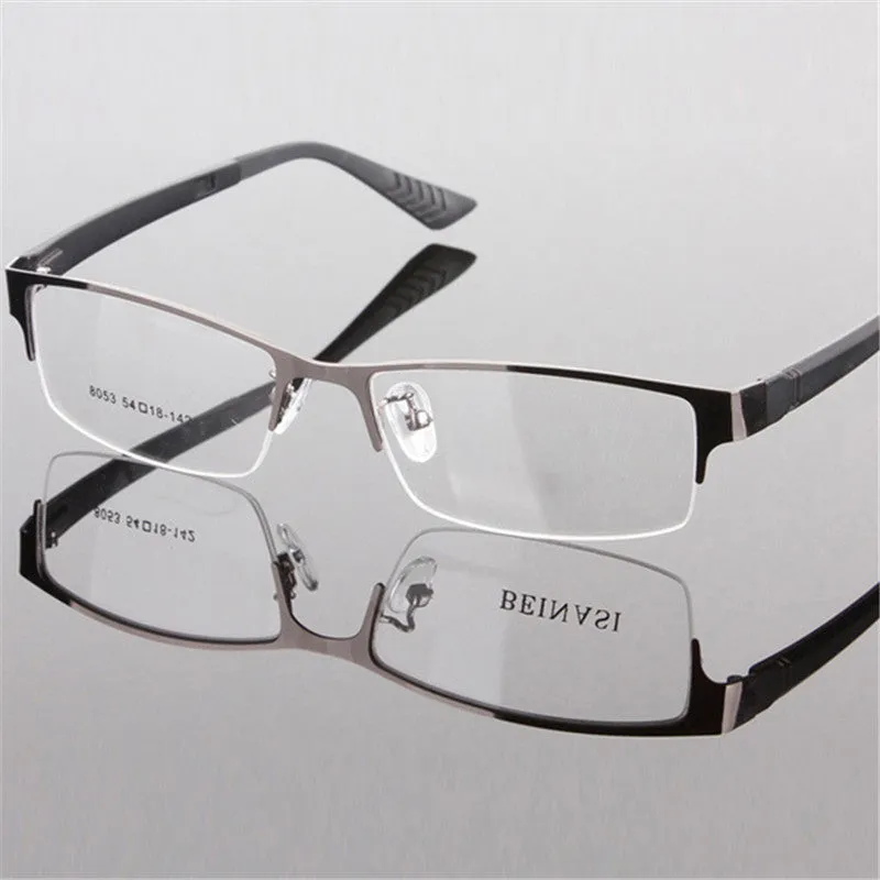 Durable Men Eyewear Metal Frame Half Rim Chic Design Clear Lens Eye Glasses Frame  SM6