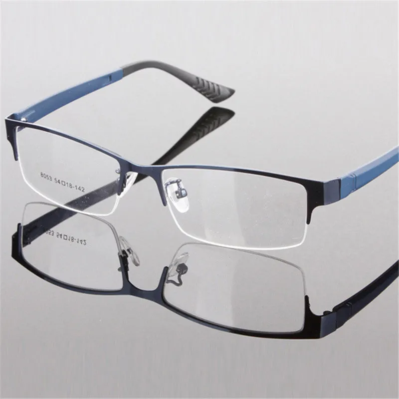 Durable Men Eyewear Metal Frame Half Rim Chic Design Clear Lens Eye Glasses Frame  SM6