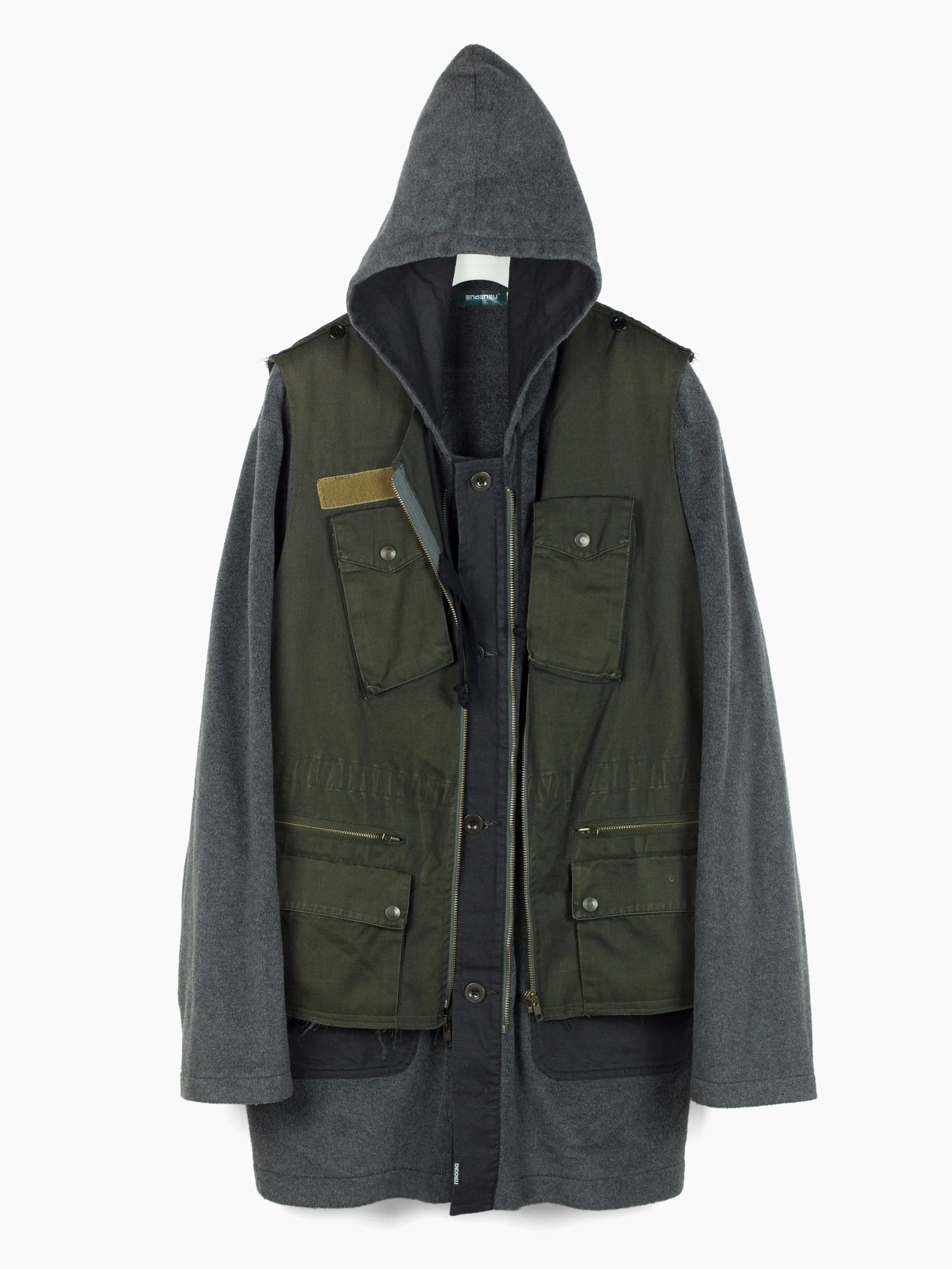 Endeneu 2-Piece Remade Modular Fleece Military Coat