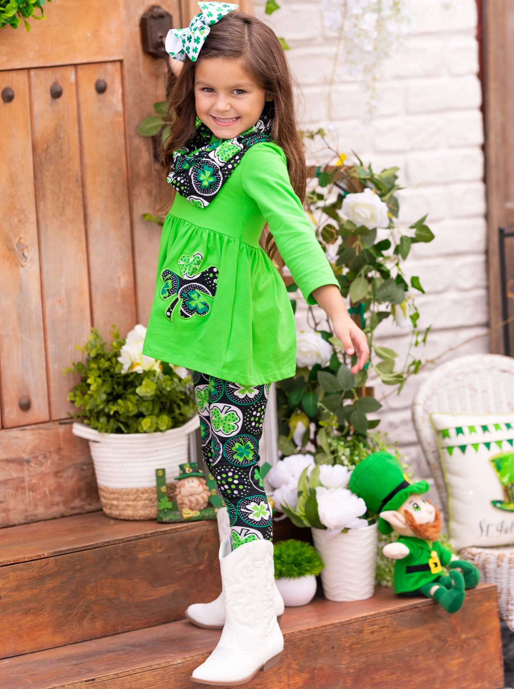 Feelin' Lucky Tunic, Scarf And Legging Set