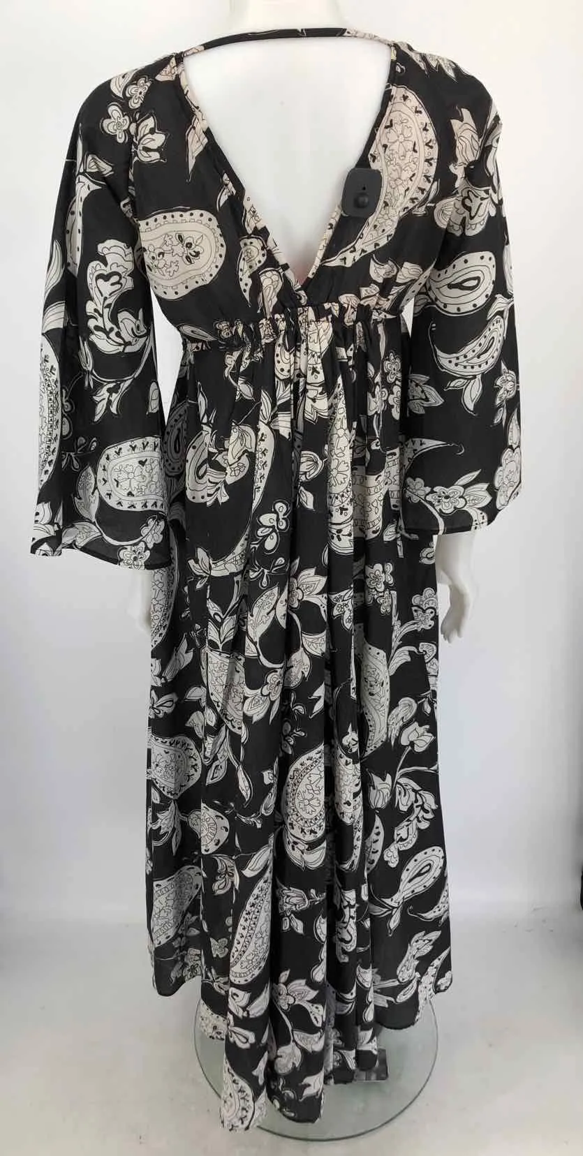 FIL DE VIE Black & White Paisley Maxi Length Size X-SMALL Dress