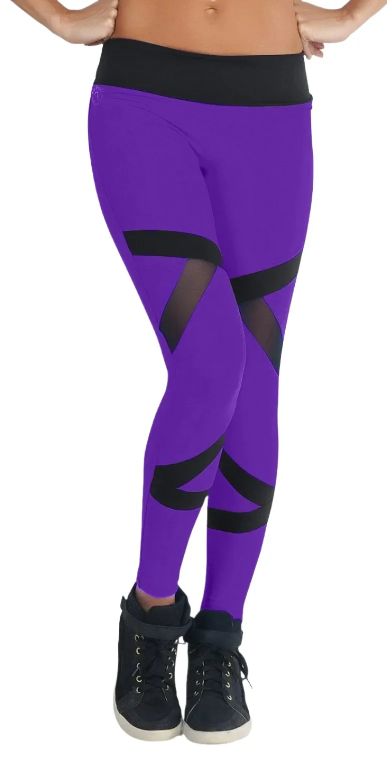 Final Sale! Bia Brazil Color Block Mesh Legging LE5030 Violet/Black