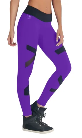 Final Sale! Bia Brazil Color Block Mesh Legging LE5030 Violet/Black