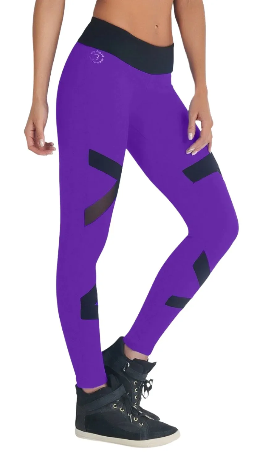 Final Sale! Bia Brazil Color Block Mesh Legging LE5030 Violet/Black