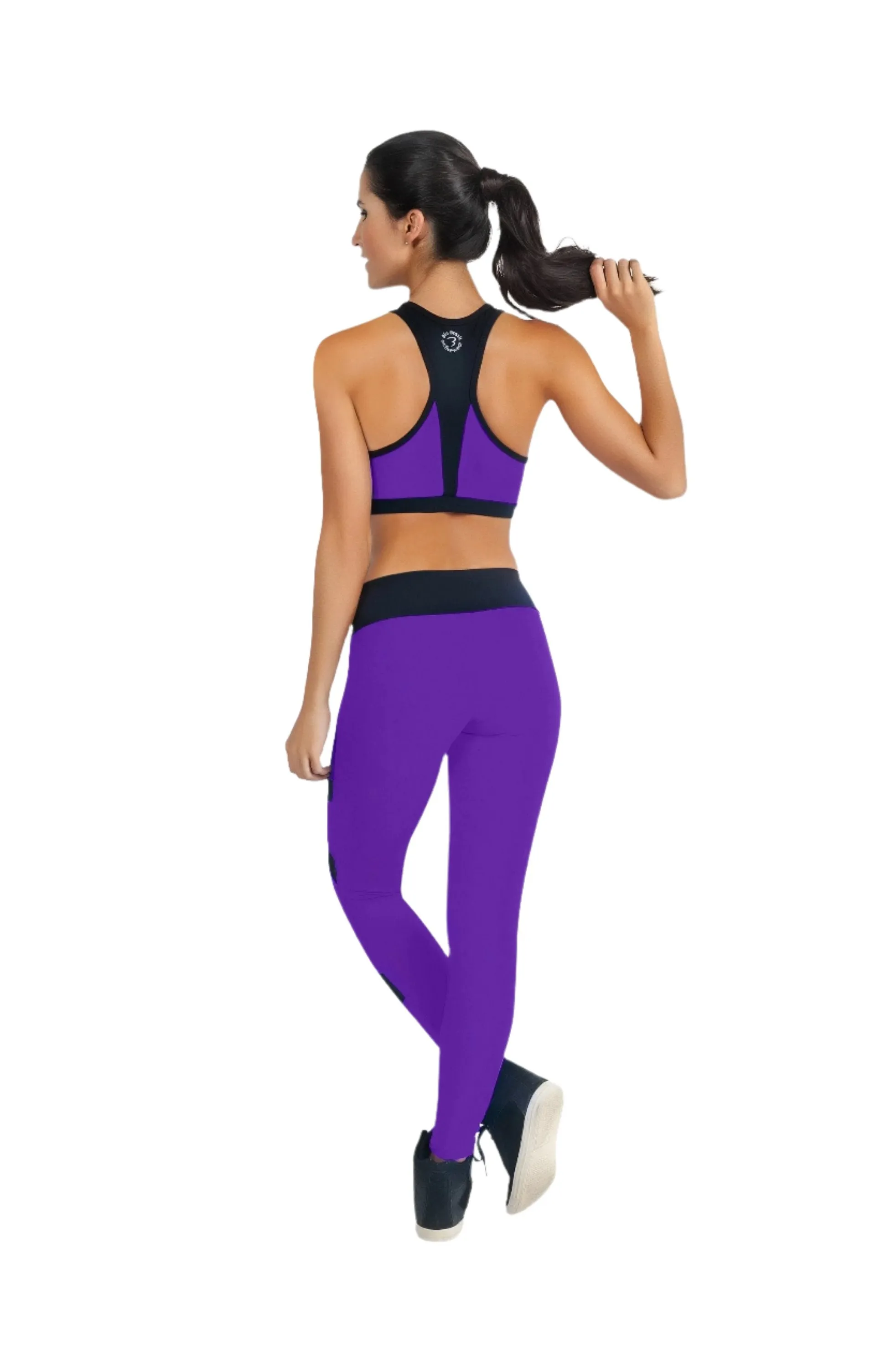 Final Sale! Bia Brazil Color Block Mesh Legging LE5030 Violet/Black