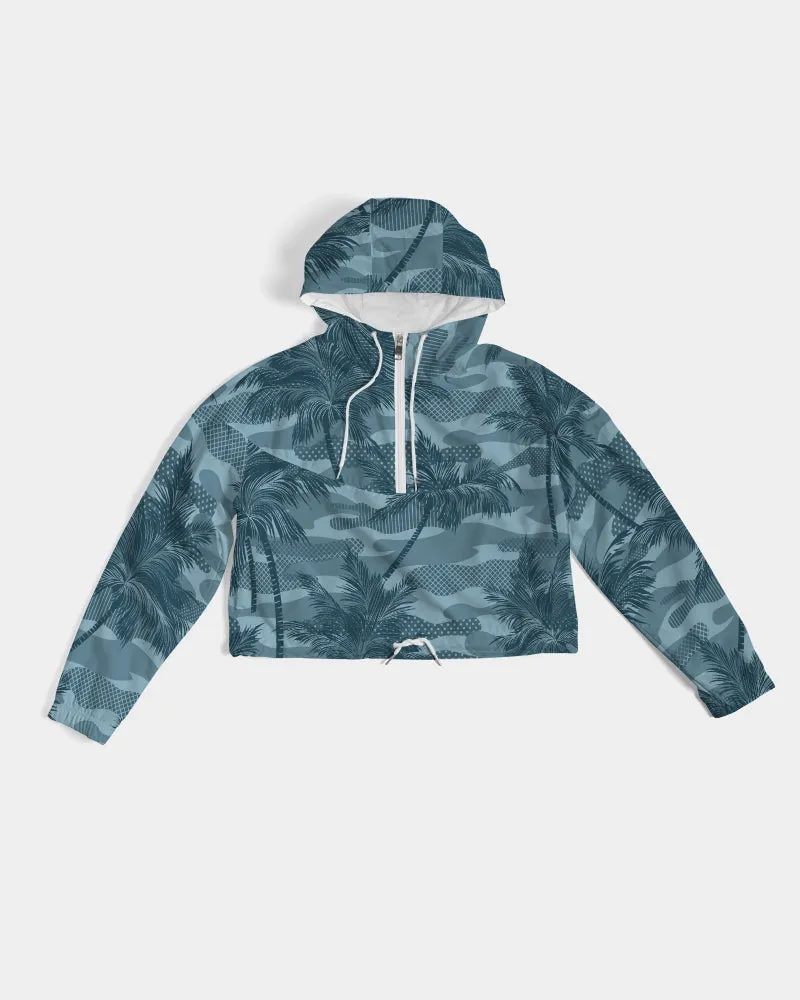 Find Your Coast Palm Camo Water Resistant Cropped Windbreaker