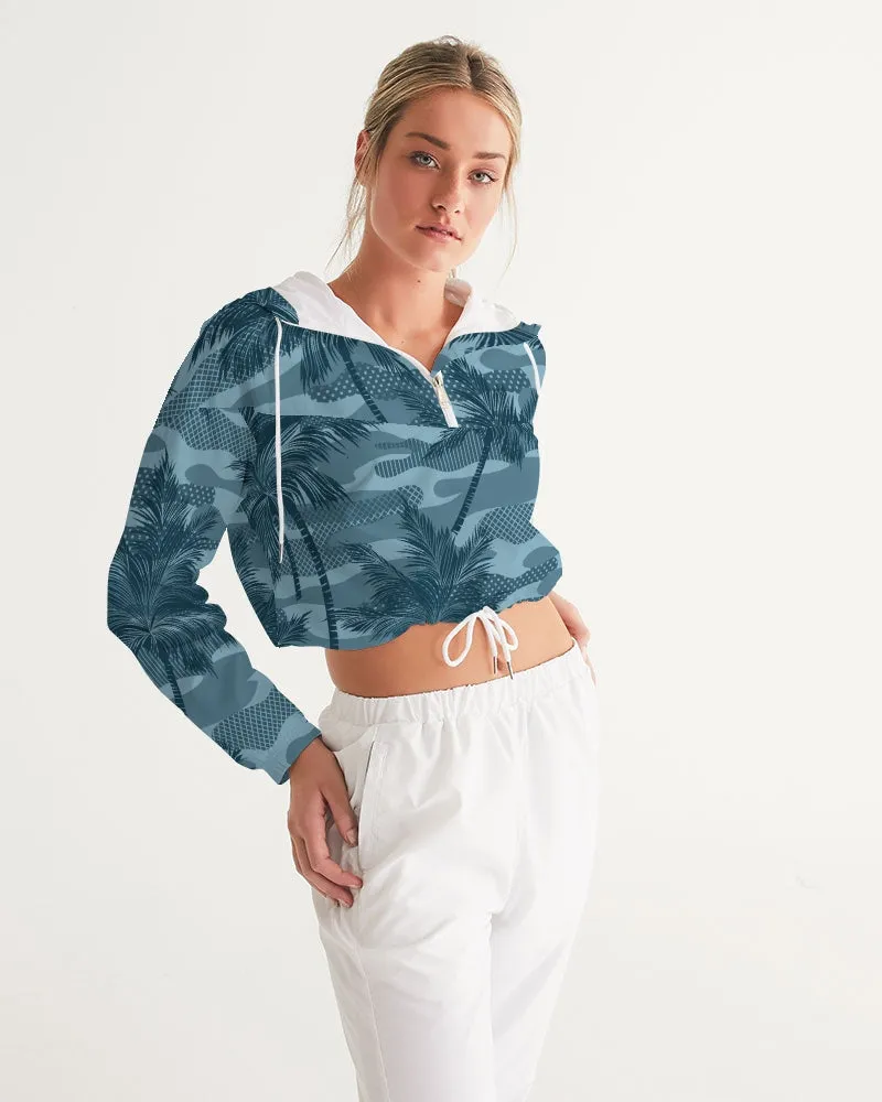 Find Your Coast Palm Camo Water Resistant Cropped Windbreaker