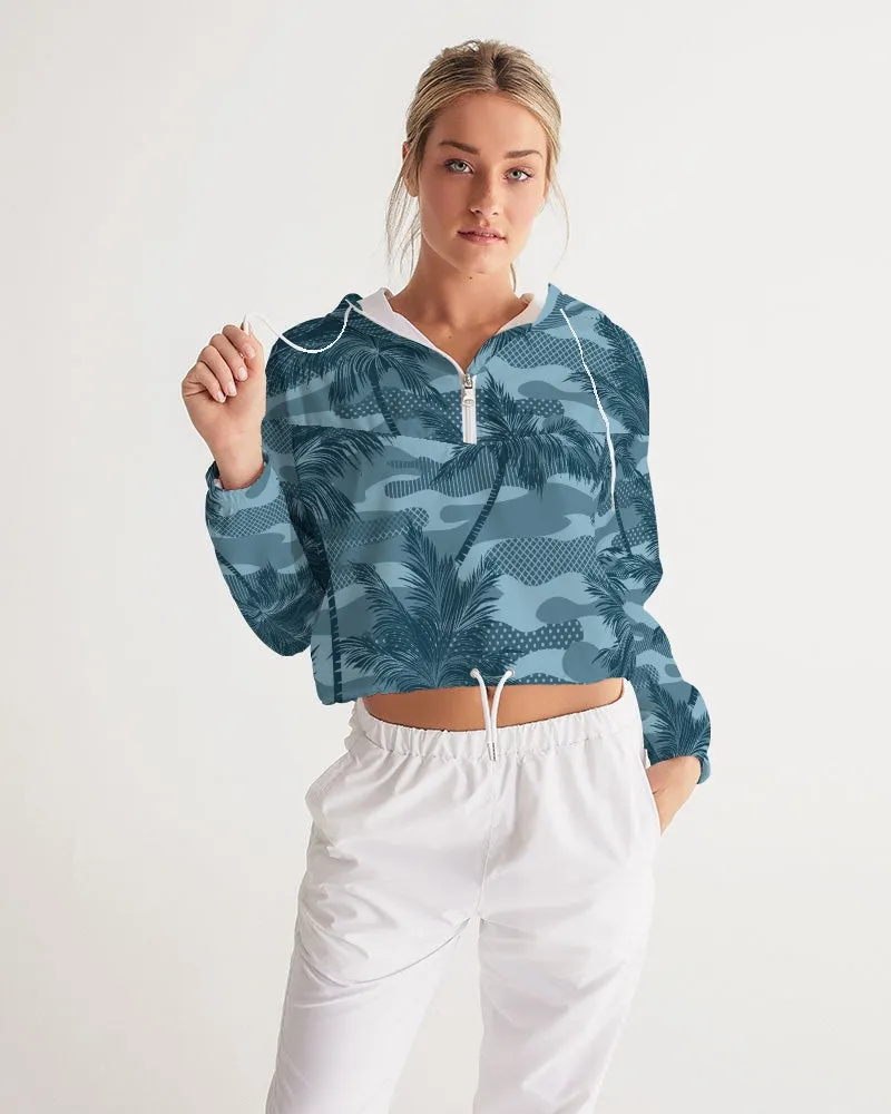 Find Your Coast Palm Camo Water Resistant Cropped Windbreaker