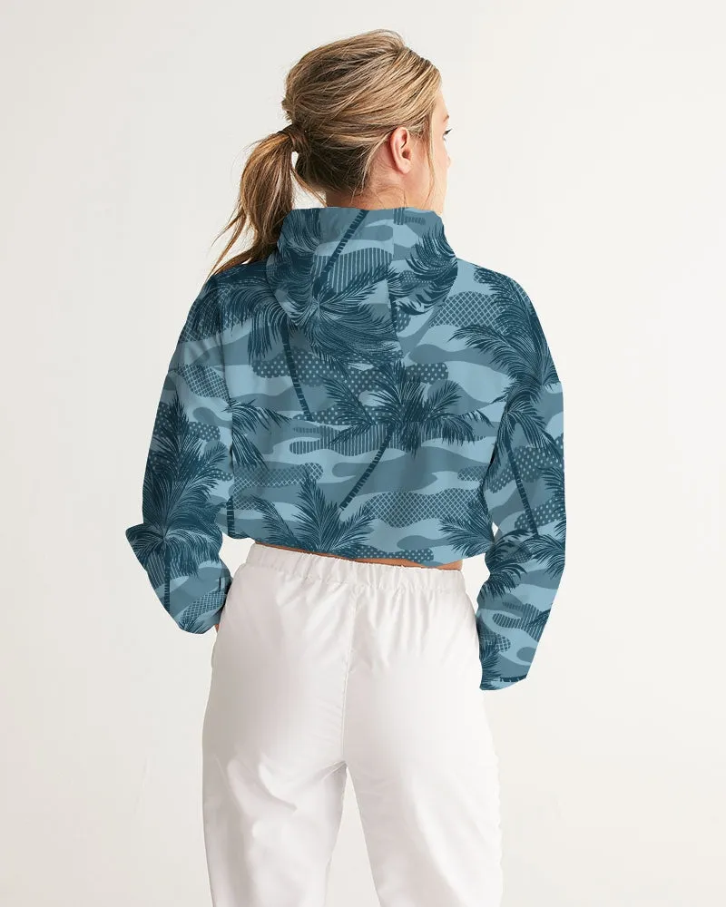 Find Your Coast Palm Camo Water Resistant Cropped Windbreaker