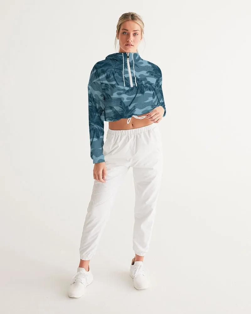 Find Your Coast Palm Camo Water Resistant Cropped Windbreaker