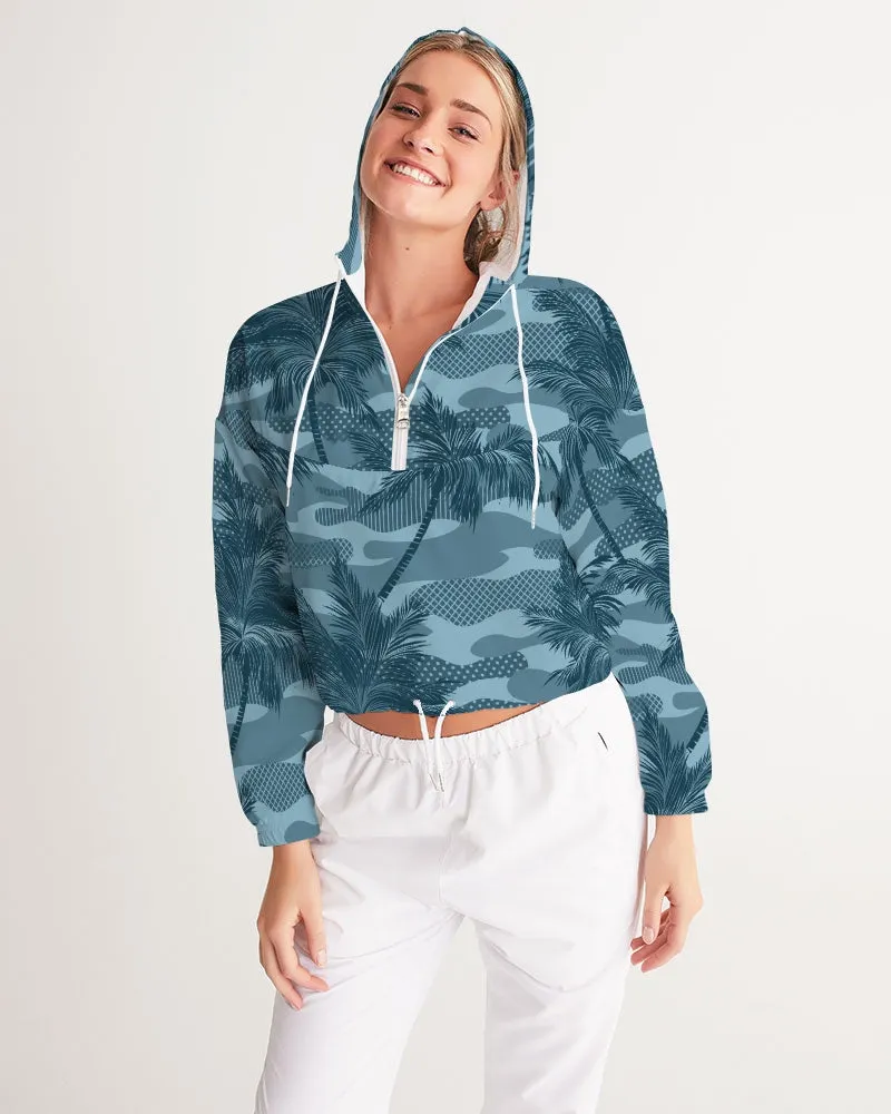 Find Your Coast Palm Camo Water Resistant Cropped Windbreaker