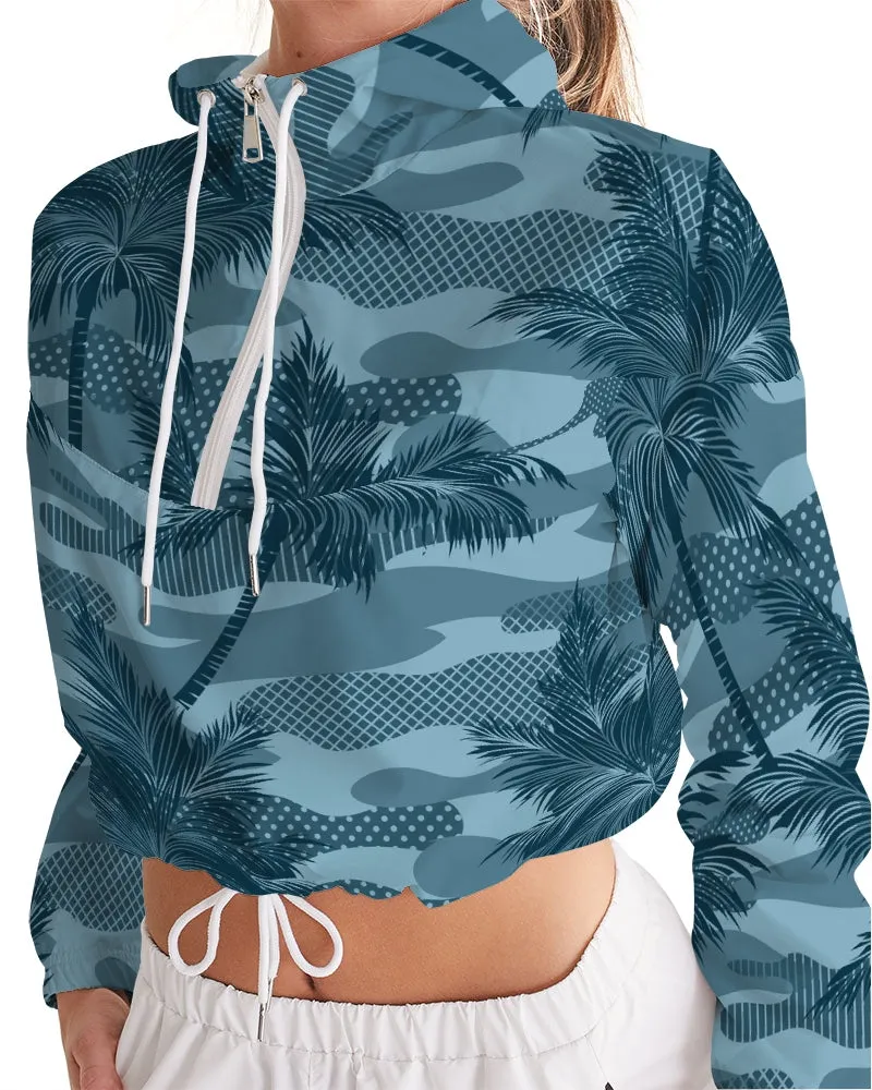 Find Your Coast Palm Camo Water Resistant Cropped Windbreaker