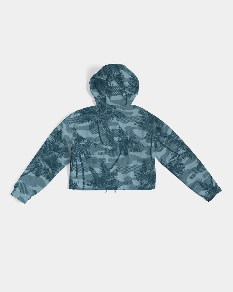 Find Your Coast Palm Camo Water Resistant Cropped Windbreaker