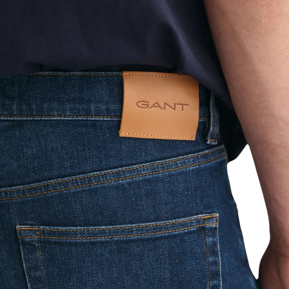 GANT Slim Dark Blue Worn In Jeans | Menswear Online