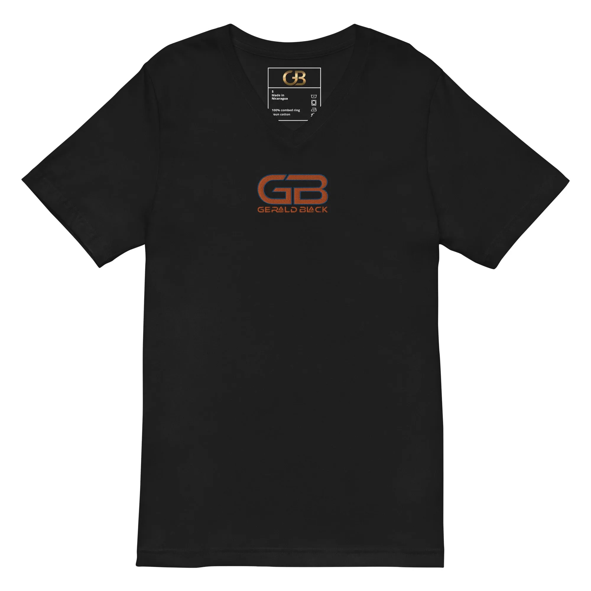 Gerald Black Signature Embroidered Unisex Short Sleeve V-Neck T-Shirt OrBL