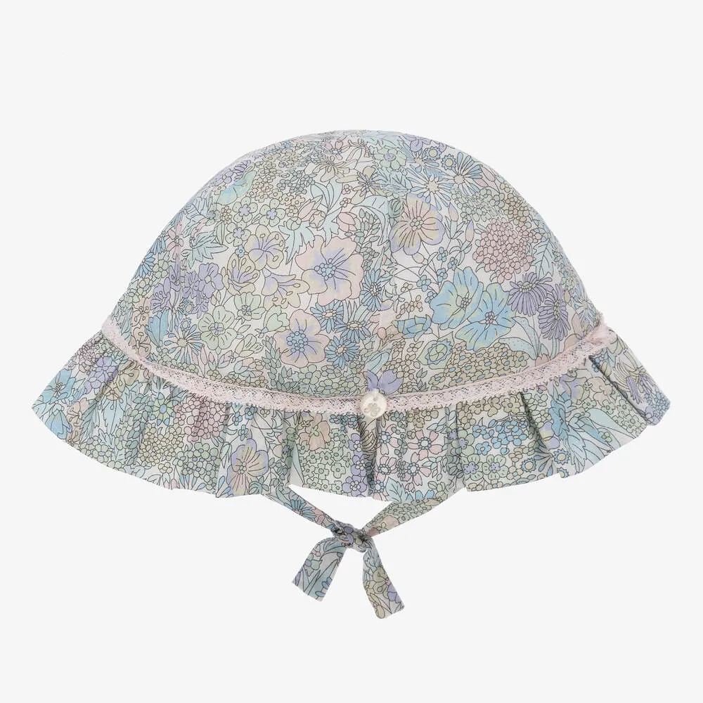 Girls Blue Liberty Print Floral Hat