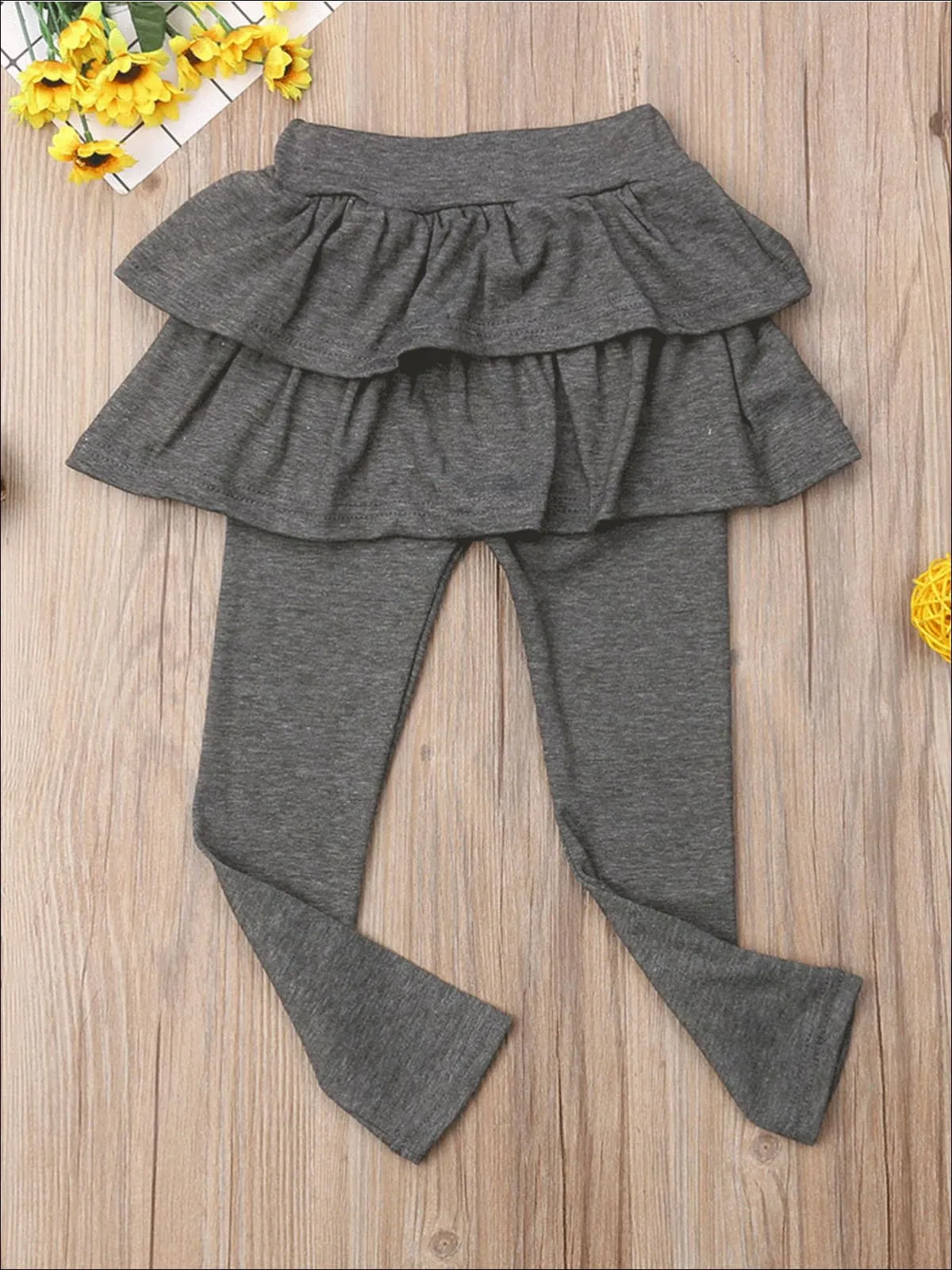 Girls Double Layer Ruffle Skirt Leggings