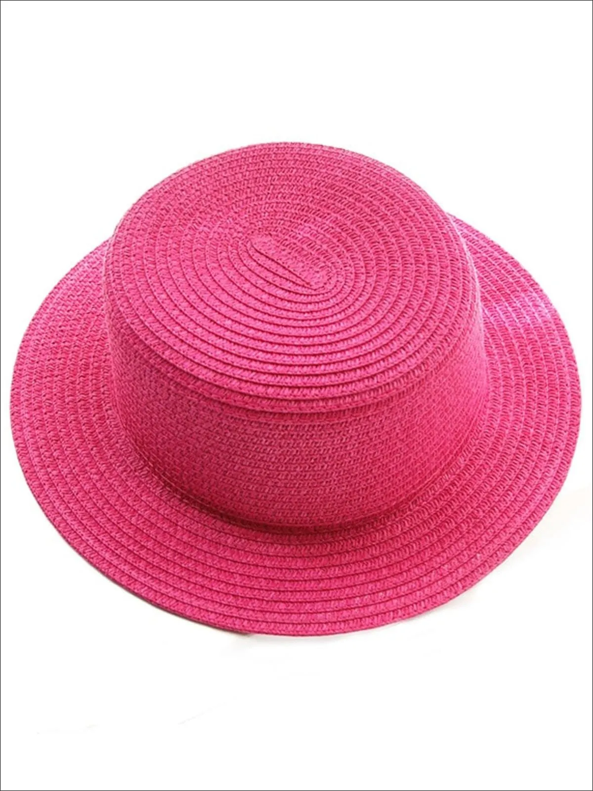 Girls Solid Color Straw Sun Hat