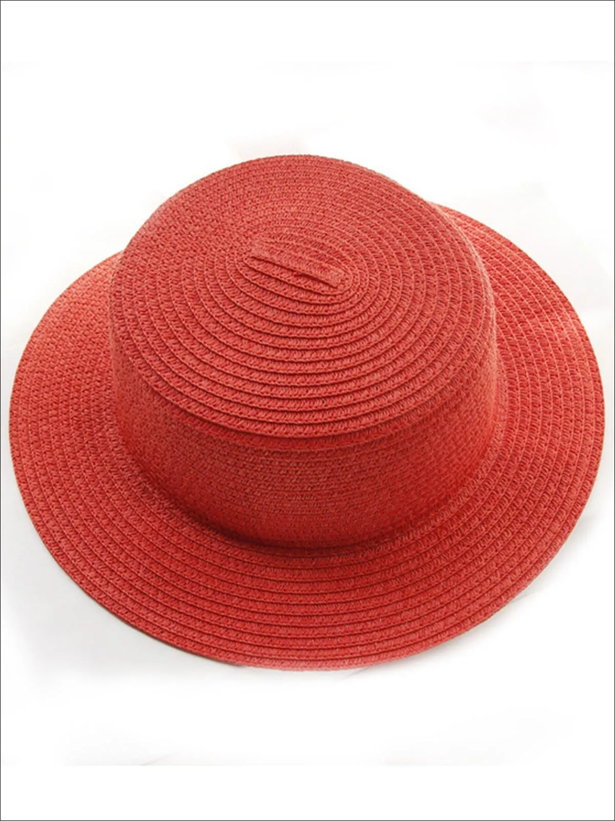 Girls Solid Color Straw Sun Hat