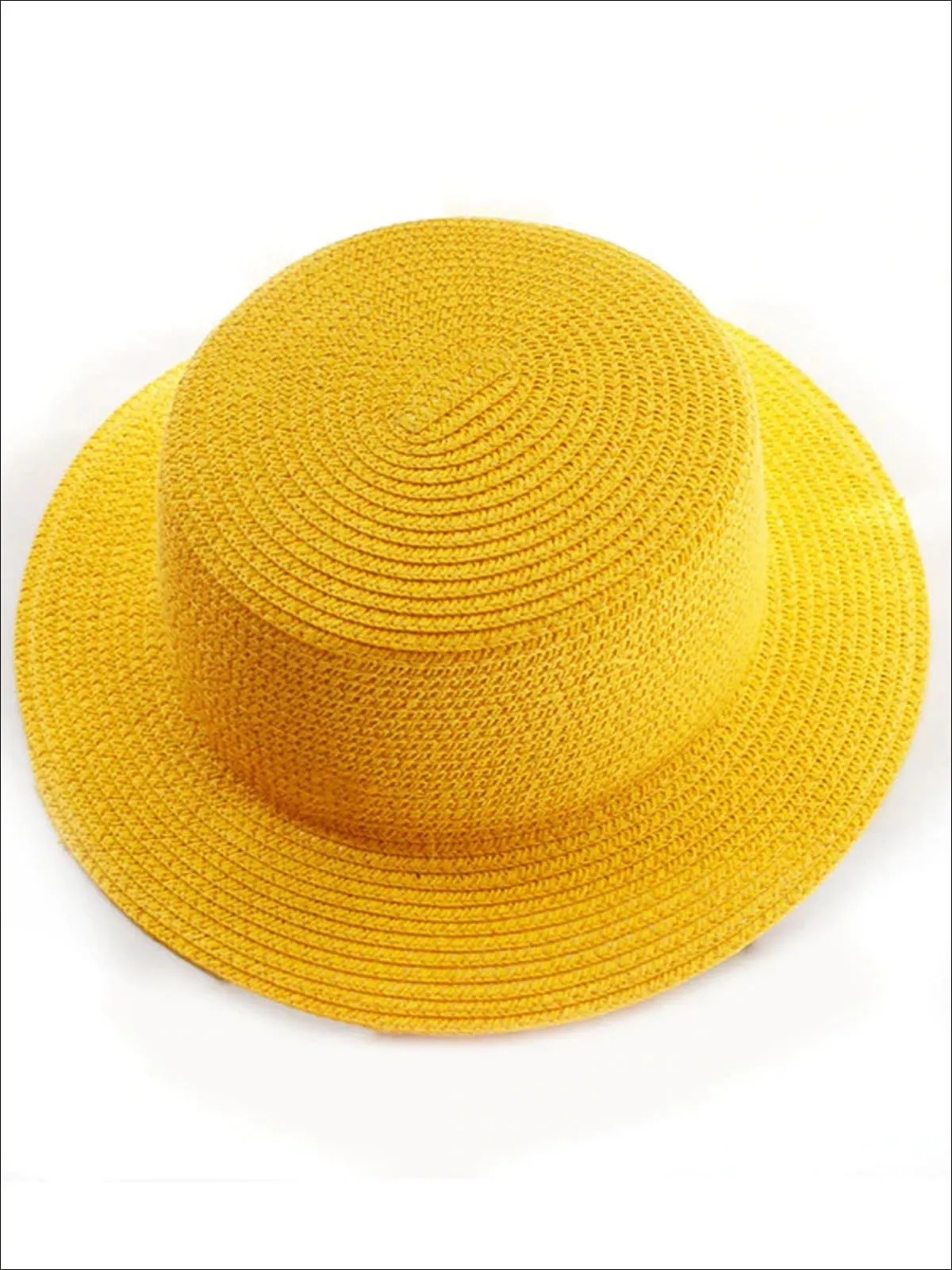 Girls Solid Color Straw Sun Hat