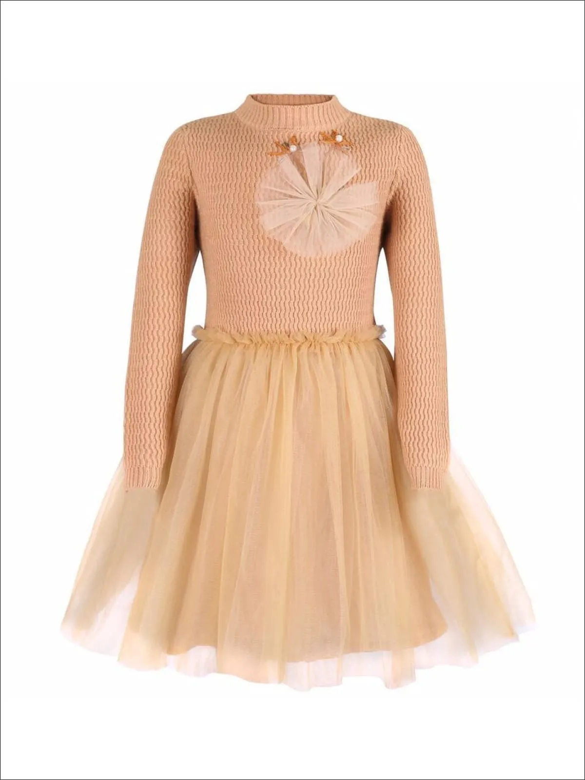 Girls Winter Gold Sweater Tutu Dress