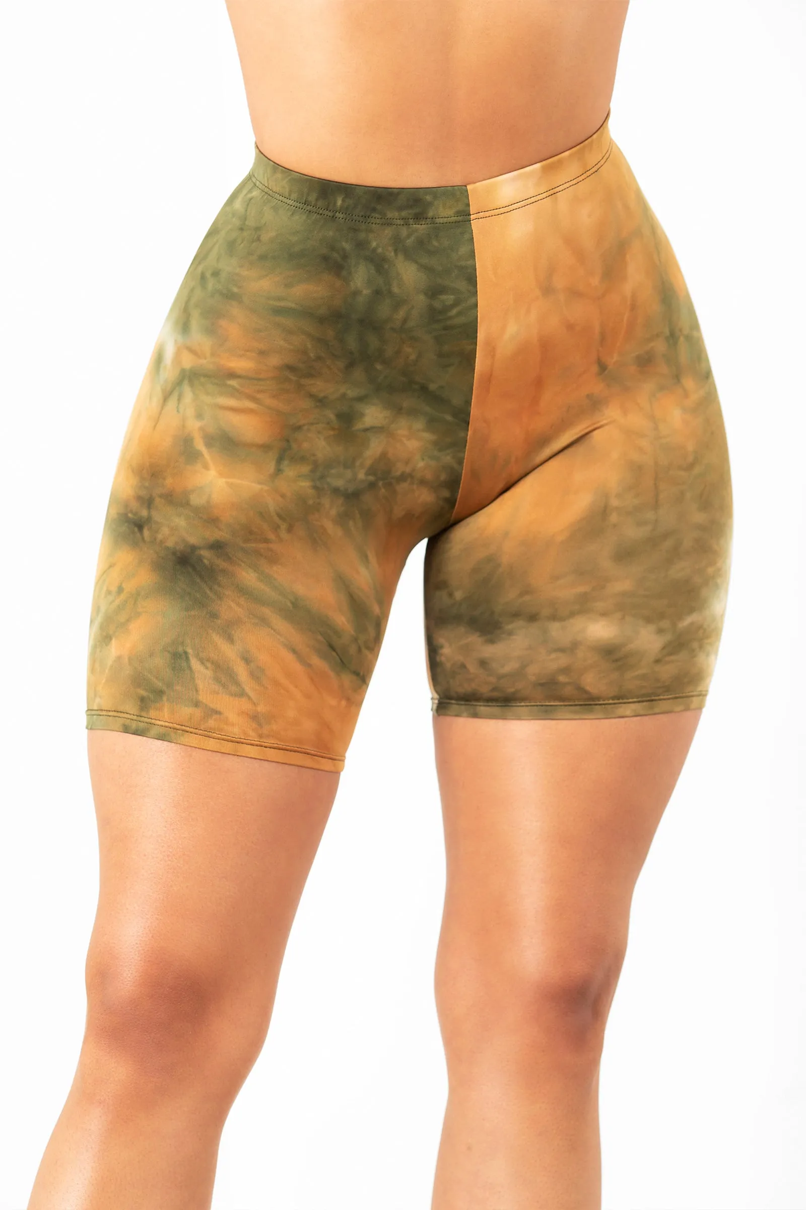 Green Tie Dye Biker Shorts