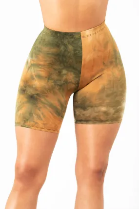 Green Tie Dye Biker Shorts