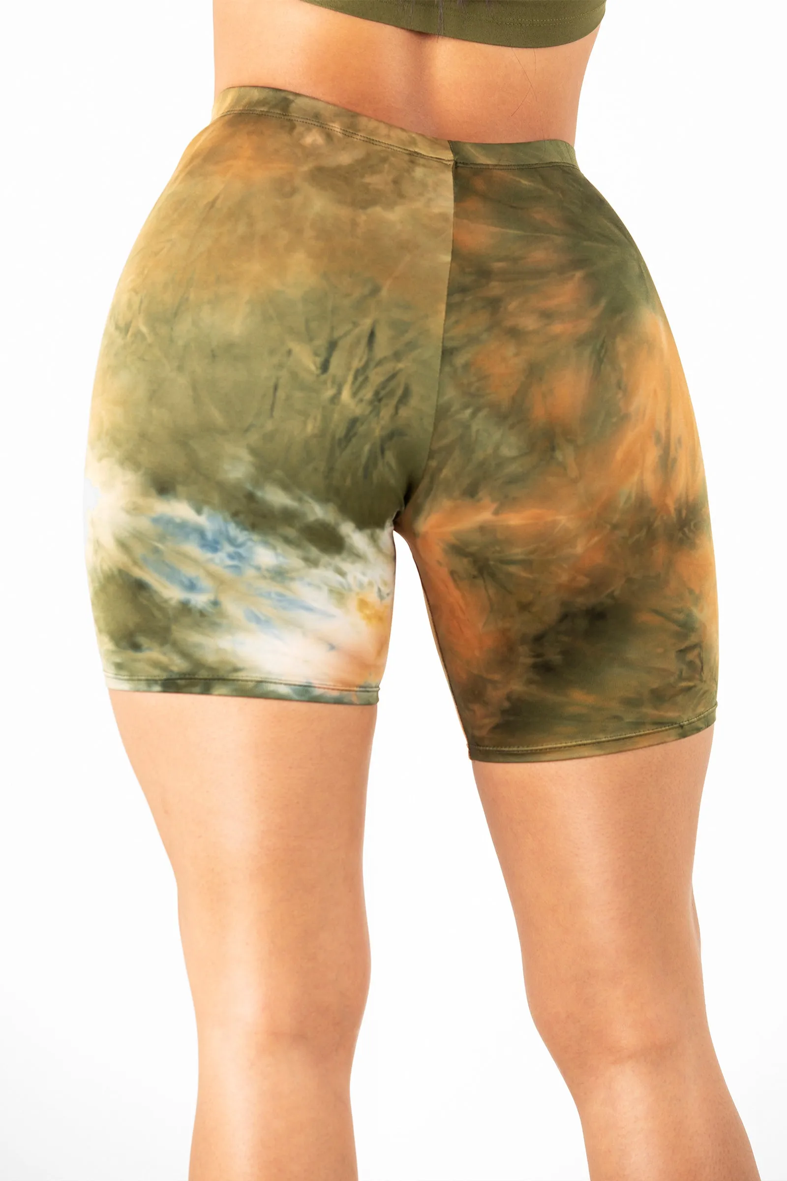 Green Tie Dye Biker Shorts