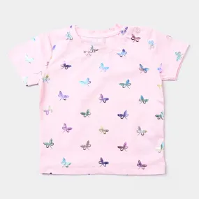 Infant Girls Cotton Jersey T-Shirt Butterflies-L.Pink