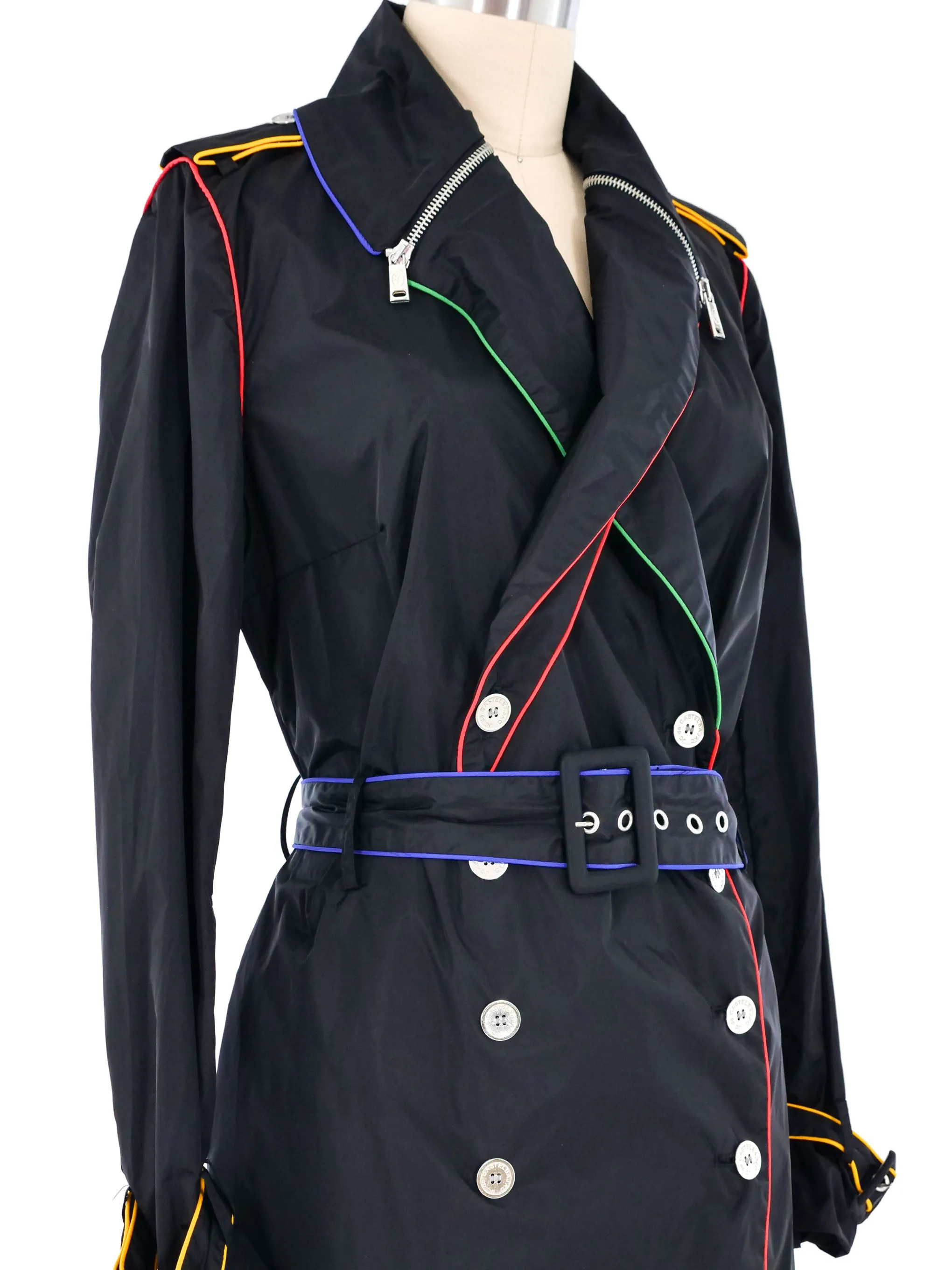 Jean-Charles de Castelbajac Rainbow Trim Nylon Trench Coat