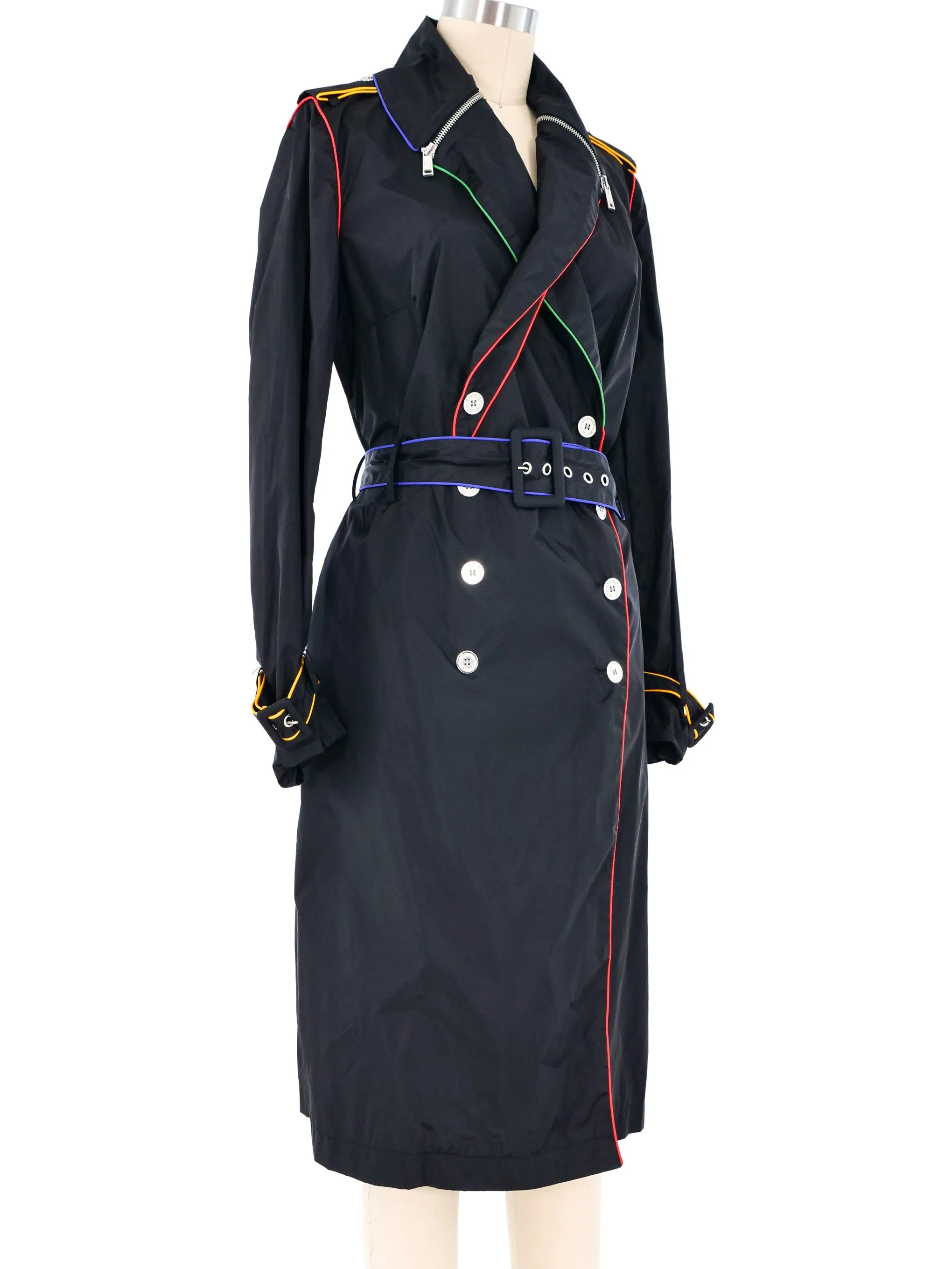 Jean-Charles de Castelbajac Rainbow Trim Nylon Trench Coat