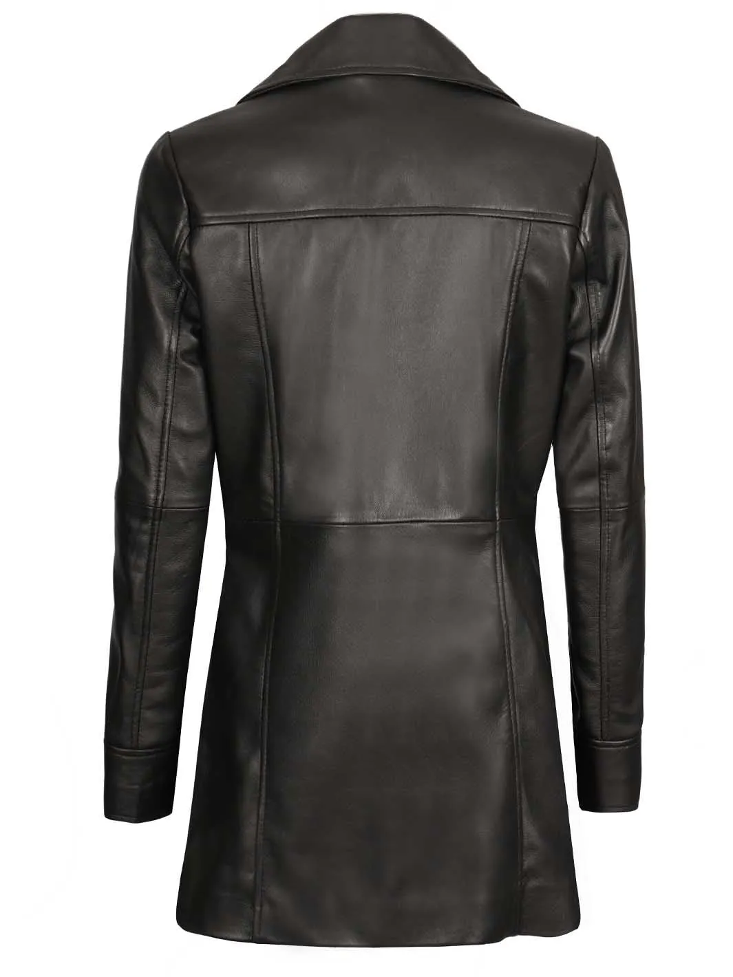 Kandis Womens Black 3 4 Length Leather Car Coat