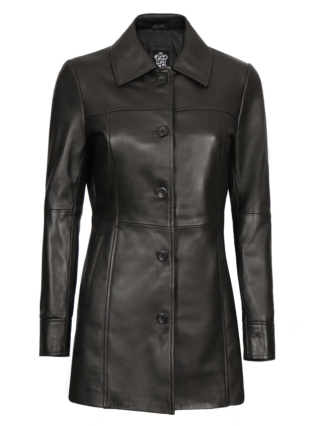 Kandis Womens Black 3 4 Length Leather Car Coat