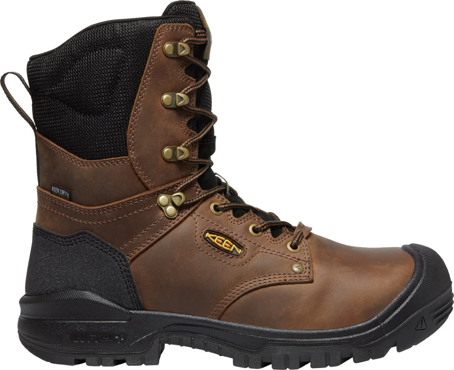 Keen Utility Mens Independence 8in WP 600G CT Dark Earth/Blk Leather Work Boots