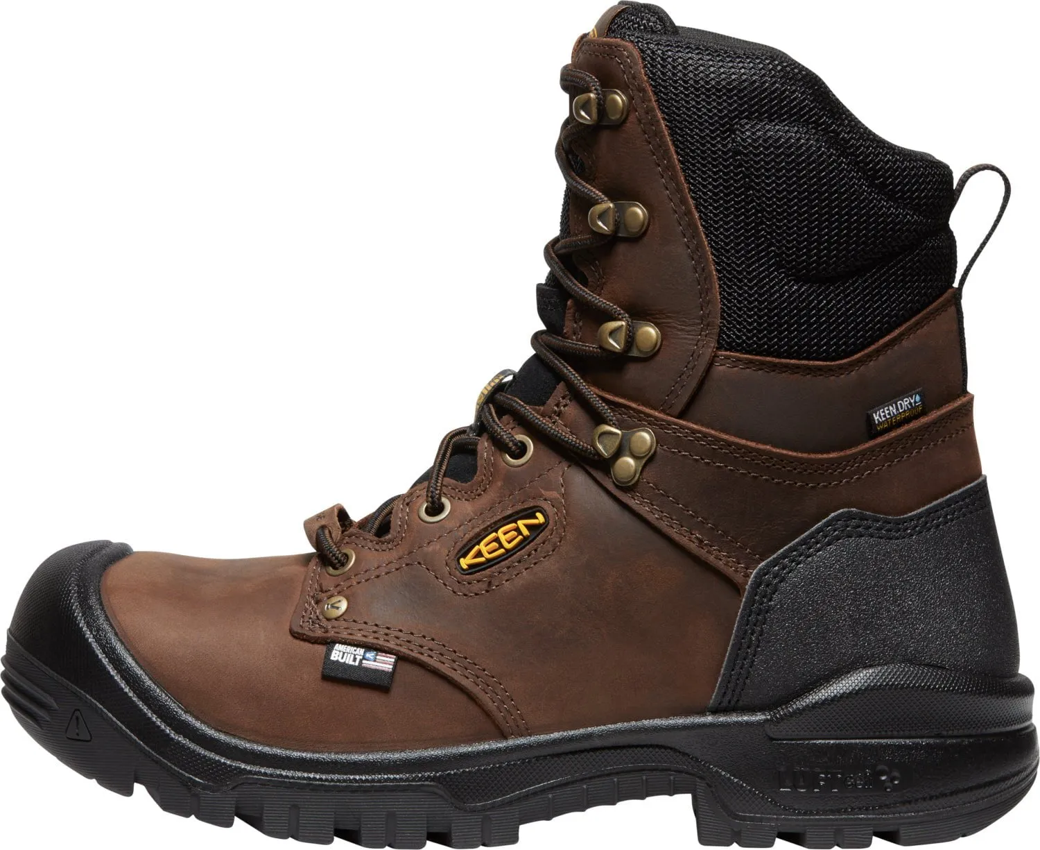 Keen Utility Mens Independence 8in WP 600G CT Dark Earth/Blk Leather Work Boots