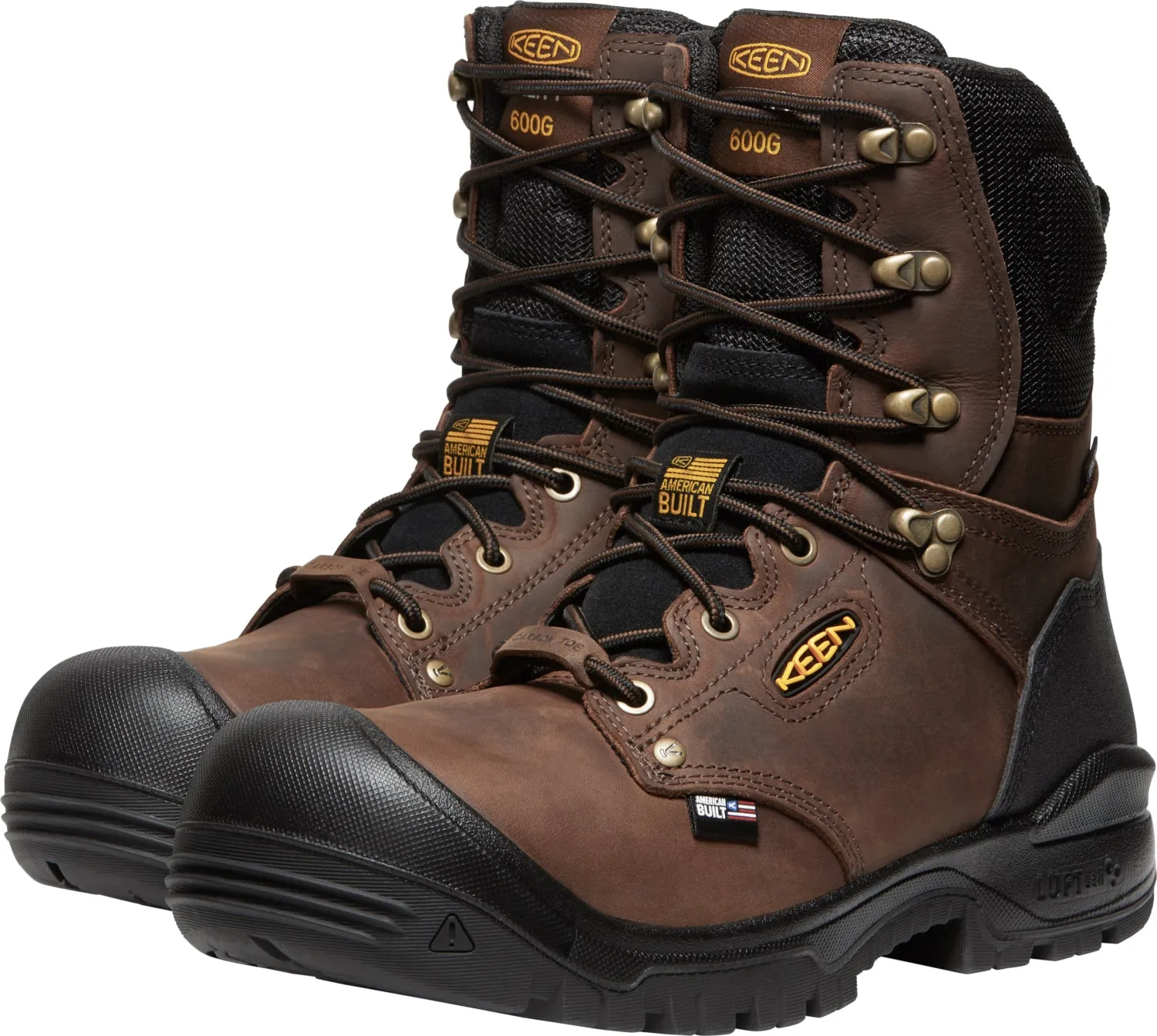 Keen Utility Mens Independence 8in WP 600G CT Dark Earth/Blk Leather Work Boots