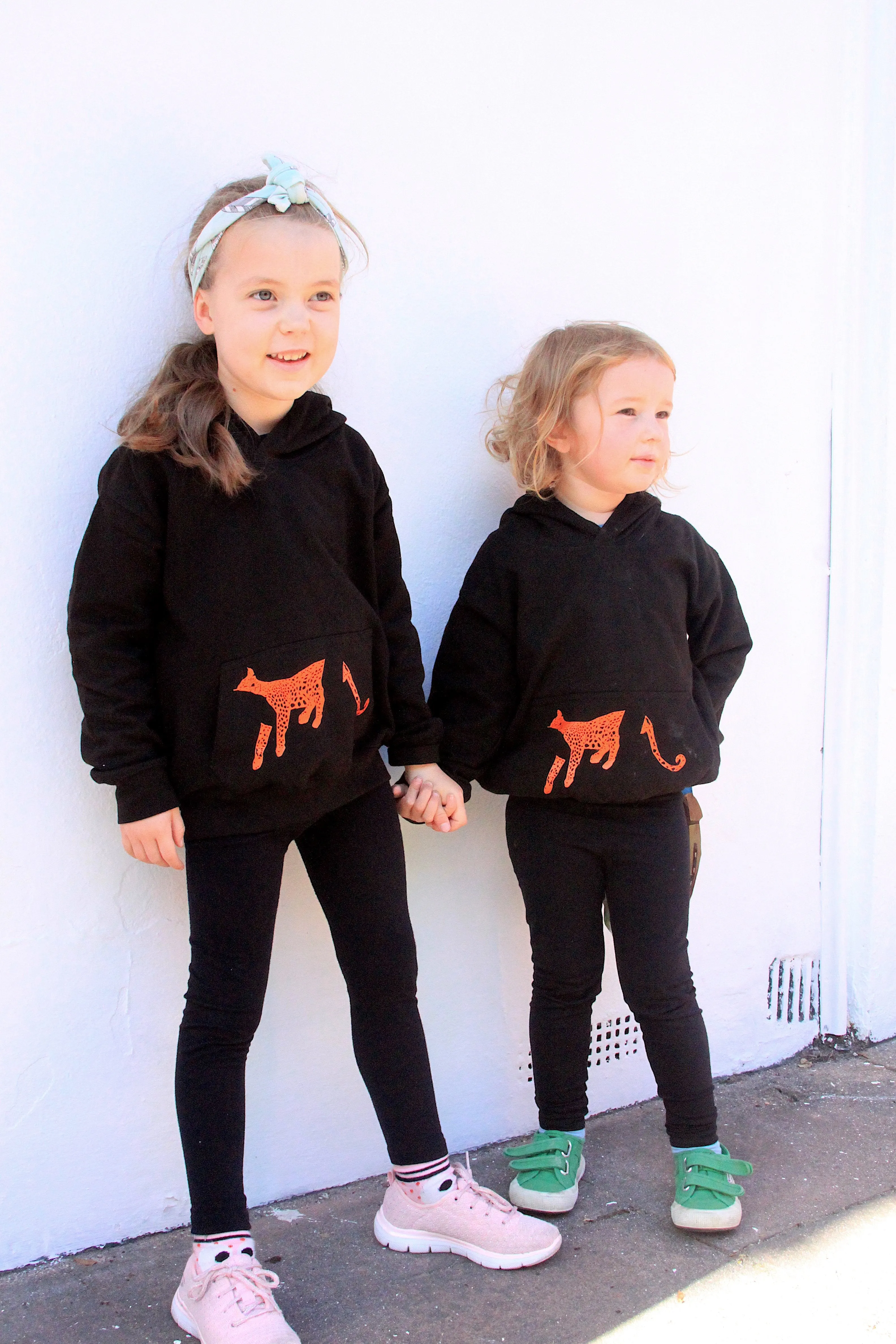 Kids Leopard hoodie, black/orange