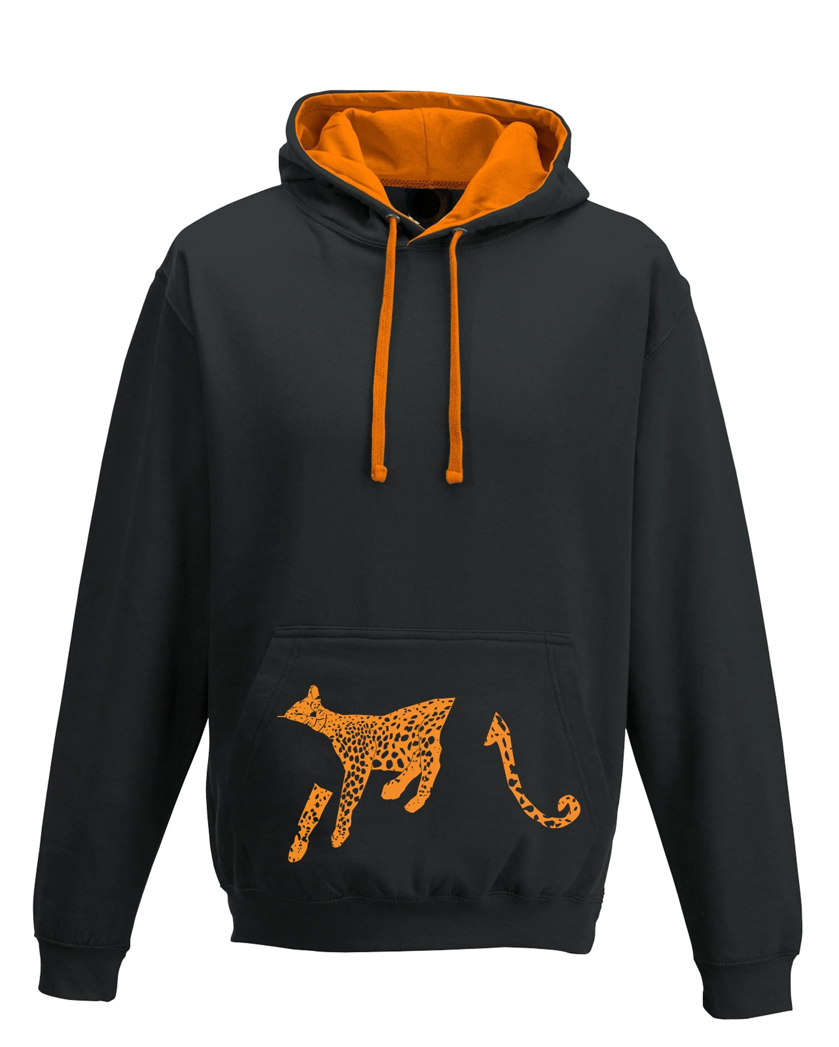 Kids Leopard hoodie, black/orange