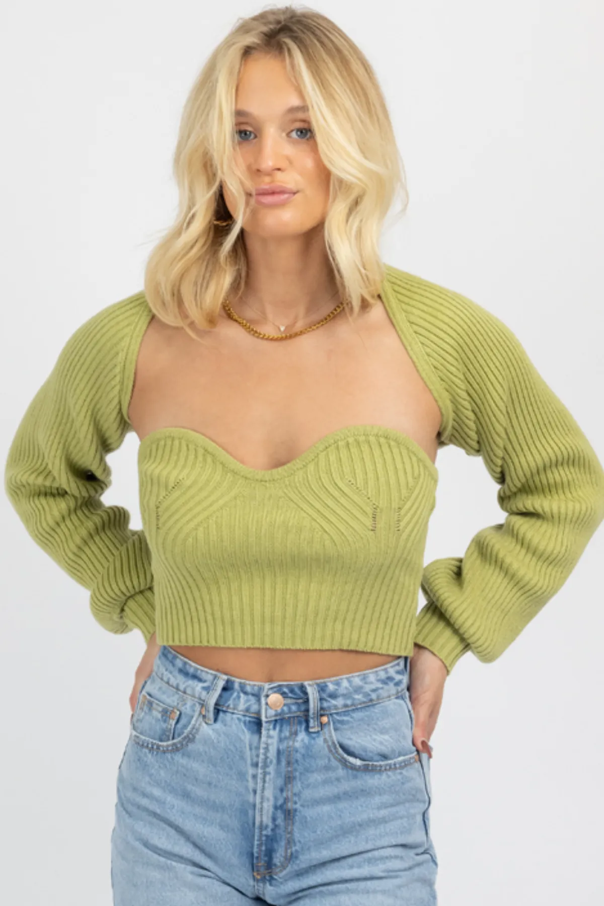 KIWI TUBE TOP + BOLERO SWEATER SET