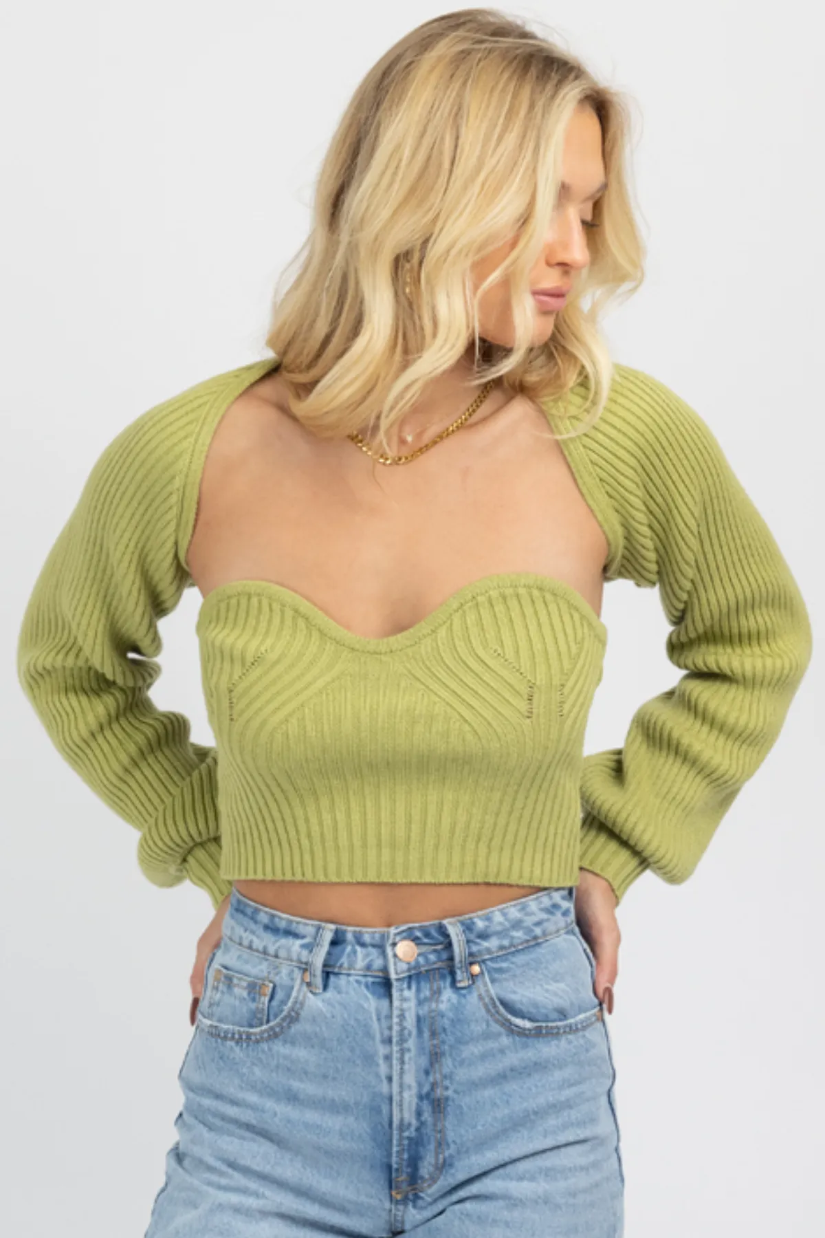 KIWI TUBE TOP + BOLERO SWEATER SET