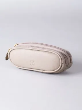 Leather Double Glasses Case in Grey