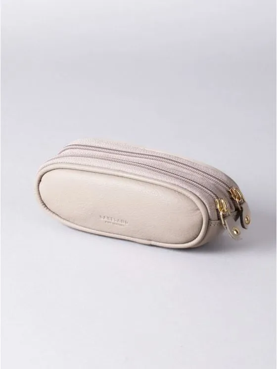 Leather Double Glasses Case in Grey