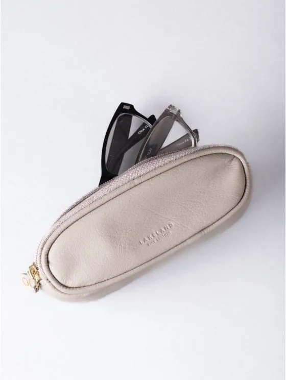 Leather Double Glasses Case in Grey