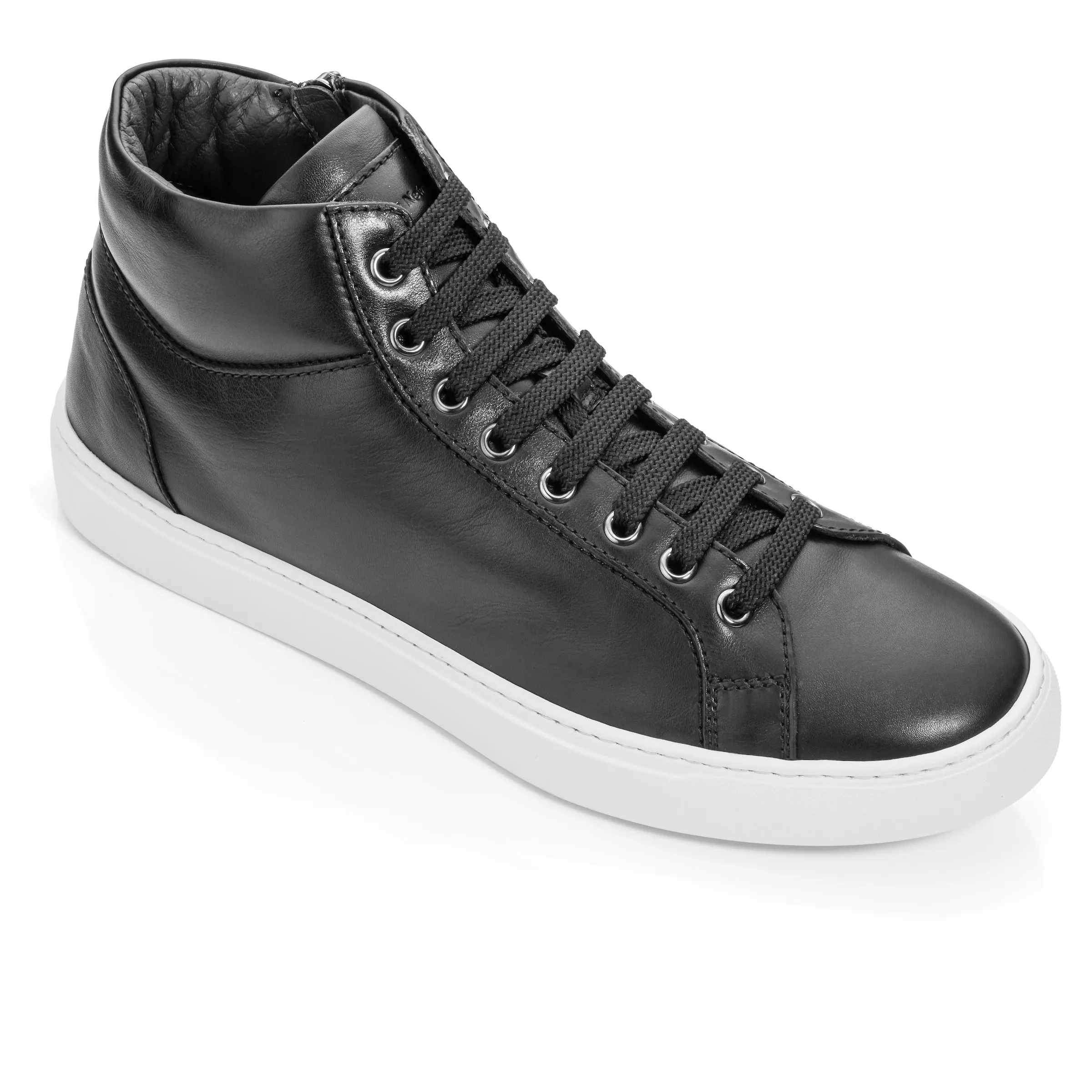 Leonardo Black Nappa Calf High Top Sneaker