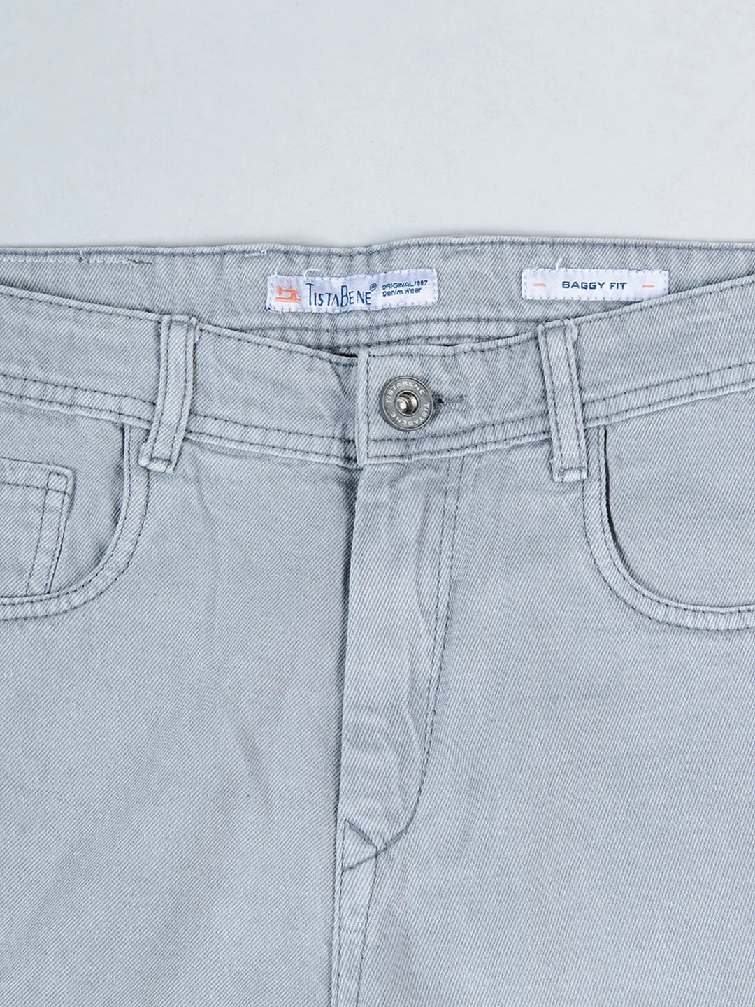 Light Grey Baggy-Fit Cargo Denim Jeans